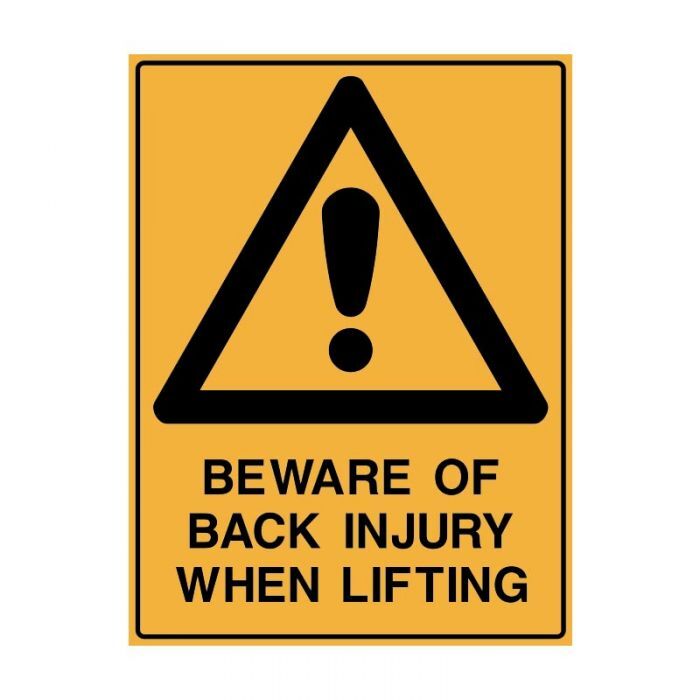 Brady Warning Sign - Beware Of Back Injury When Lifting - AIMS Industrial Supplies