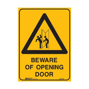 Brady Warning Sign - Beware Of Opening Door - AIMS Industrial Supplies