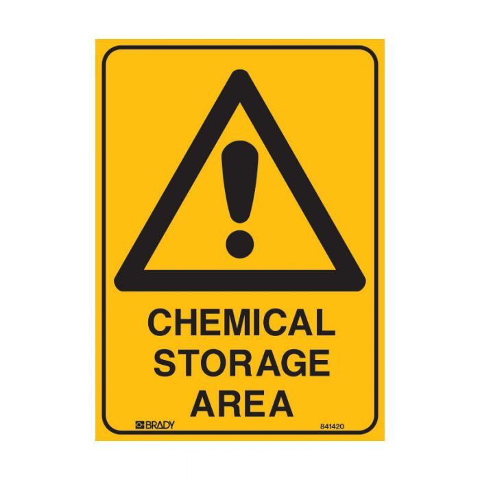 Brady Warning Sign - Chemical Storage Area 450 x 300mm Polypropylene