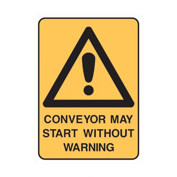 Brady Warning Sign - Conveyor May Start Without Warning 125 x 90mm - 5/Pack Sticker
