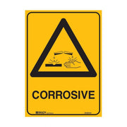 Brady Warning Sign - Corrosive 90 x 125mm - 5/Pack Self-Adhesive Vinyl