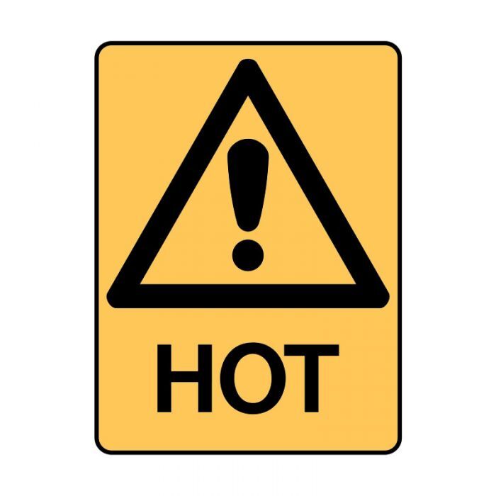Brady Warning Sign - Hot 450 x 300mm Polypropylene