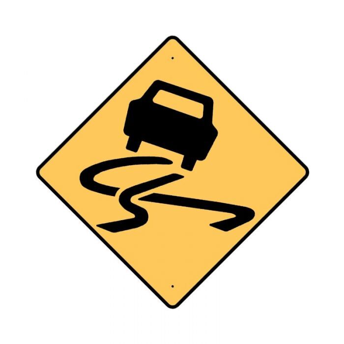 Brady Warning Slippery When Wet Symbol 600 x 600mm C1 Ref Aluminium