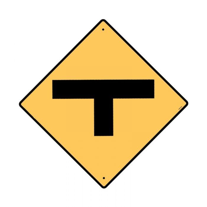 Brady Warning T Junction Symbol 600 x 600mm C1 Ref Aluminium