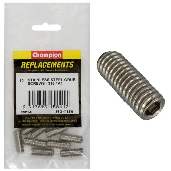 BSW Stainless Steel Grub Screw Assortment Refill - AIMS Industrial Supplies