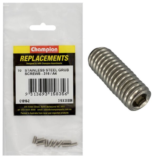 BSW Stainless Steel Grub Screw Assortment Refill - AIMS Industrial Supplies