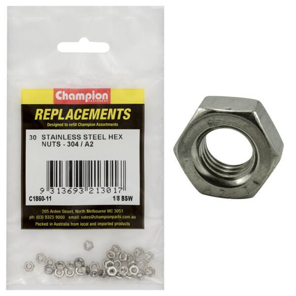 BSW Stainless Steel Hex Nut Assortment Refill - AIMS Industrial Supplies