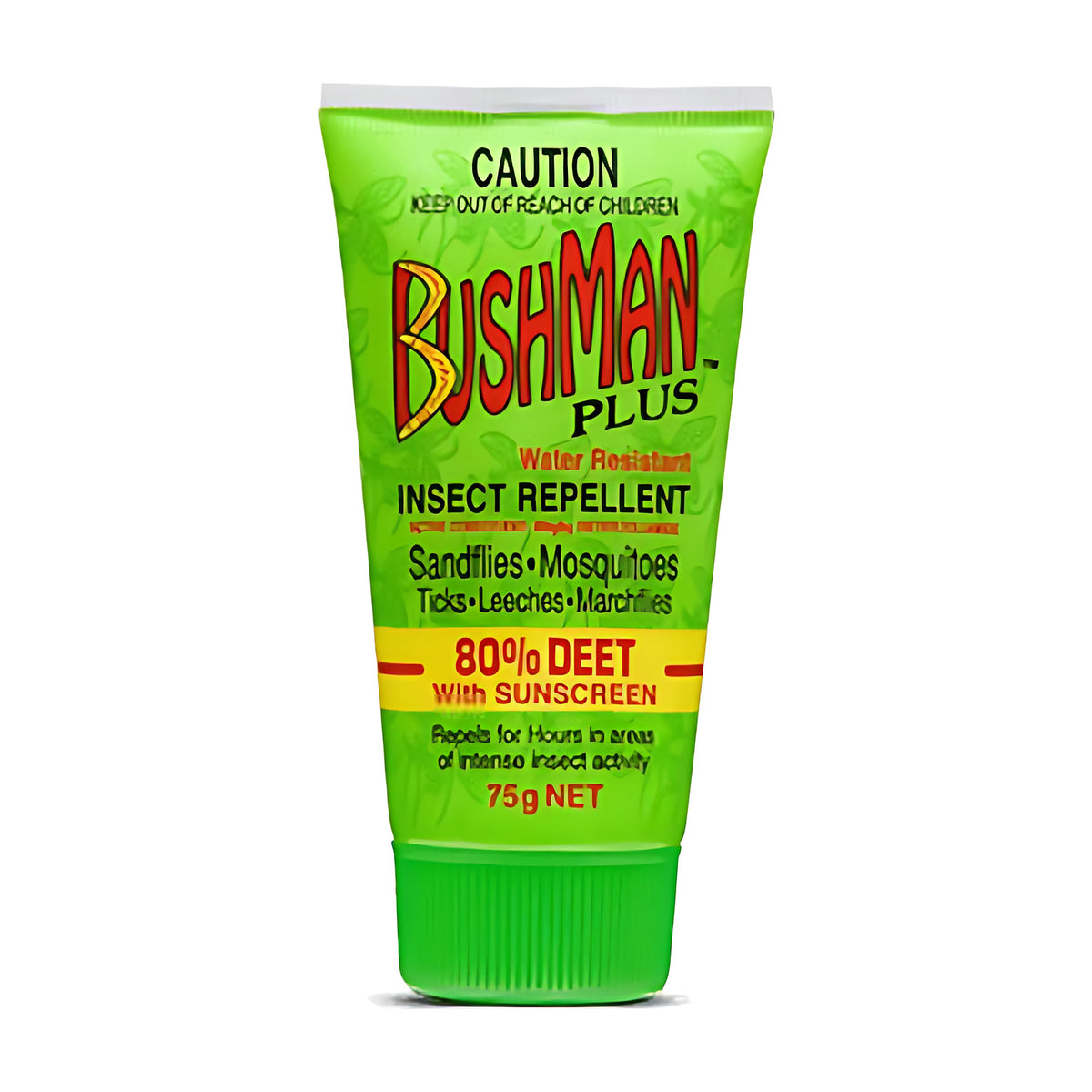 Bushman Plus Water Resistant Insect Repellent 80% Deet With Sunscreen 75g