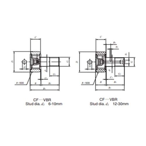 Cam Follower Full Complement 2RS Cylindrical Outer Ring - AIMS Industrial Supplies