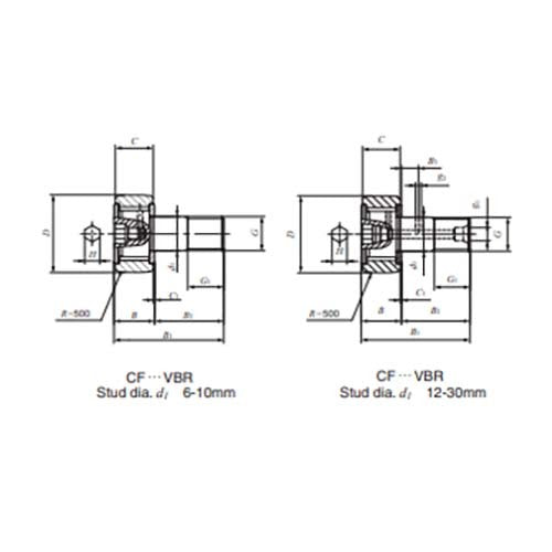 Cam Follower Full Complement 2RS Cylindrical Outer Ring2