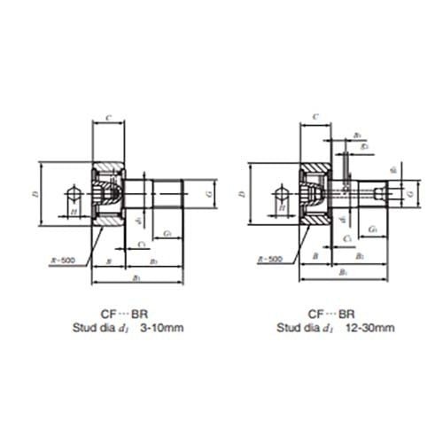 Cam Follower Hex 2RS Crowned Outer Ring (CF) - AIMS Industrial Supplies