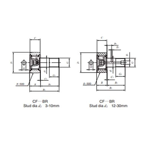 Cam Follower Hex 2RS Cylindrical Outer Ring (CF)2