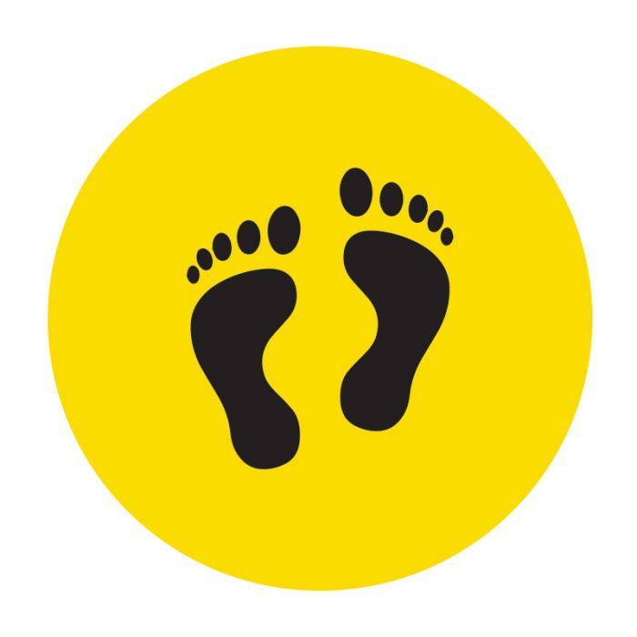 Carpet Floor Marking Sign - Footprints, Black/Yellow 300mm Self Adhesive Vinyl