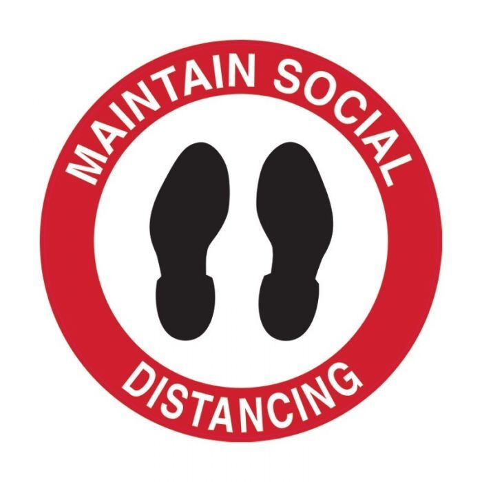 Carpet Floor Marking Sign - Maintain Social Distancing 300mm Self Adhesive Vinyl