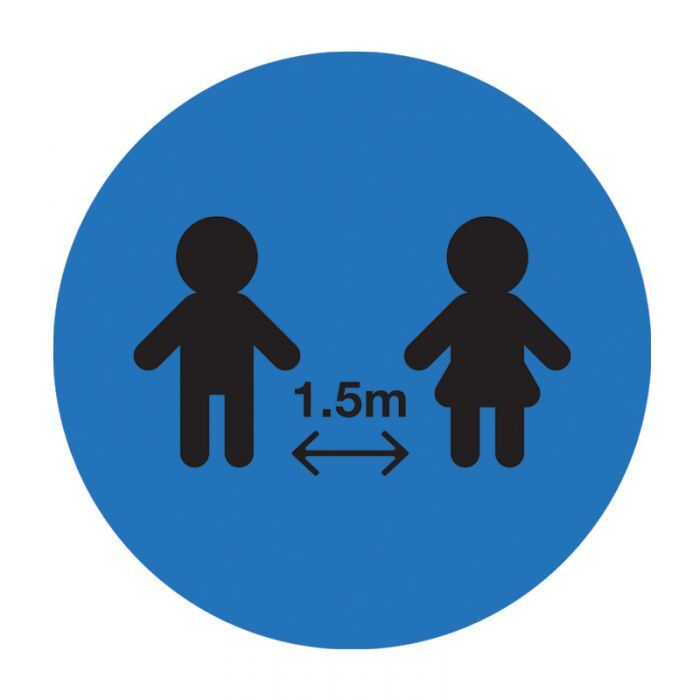 Carpet Floor Marking Sign - Social Distancing Black/Blue, 300mm Sticker