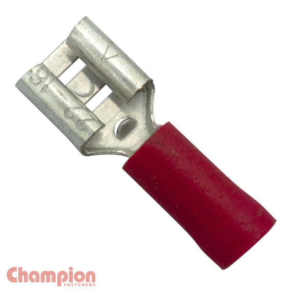 Champion 309F Crimp Terminal Blade Female 6.3mm Red - 100/Pack1