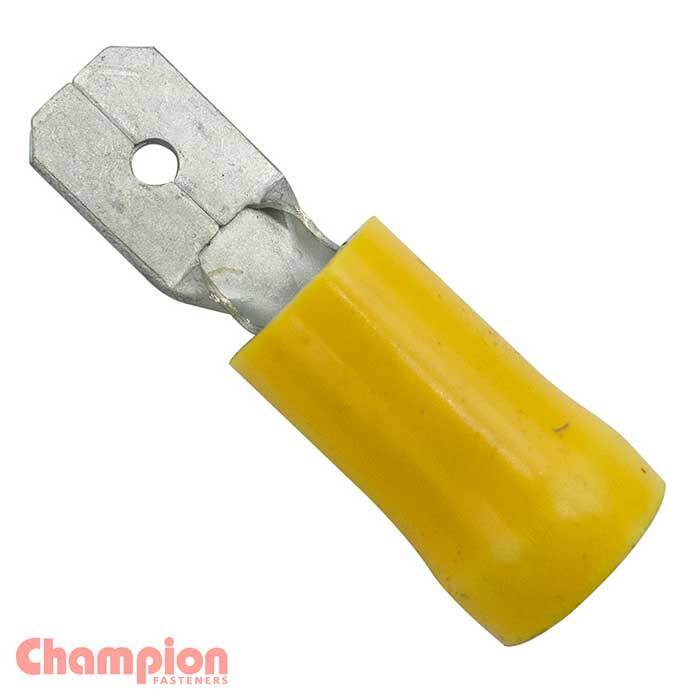 Champion 355M Crimp Terminal Blade Male Yellow 6.3mm - 100/Pack