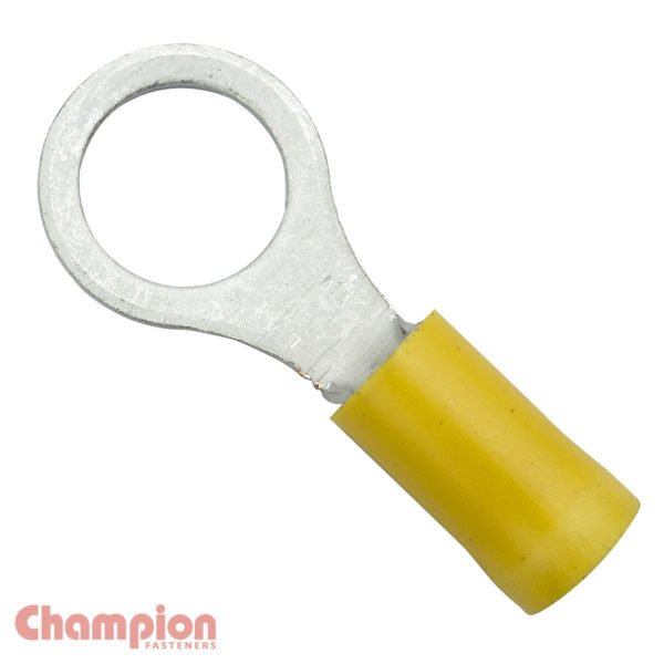 Champion 53-10 Crimp Terminal Ring 10mm Yellow - 100/Pack - AIMS Industrial Supplies