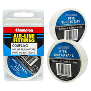 Champion Airline Coupling PTFE Sealing Thread Tape 12 x 0.1mm x 10m - 2/Pack - AIMS Industrial Supplies