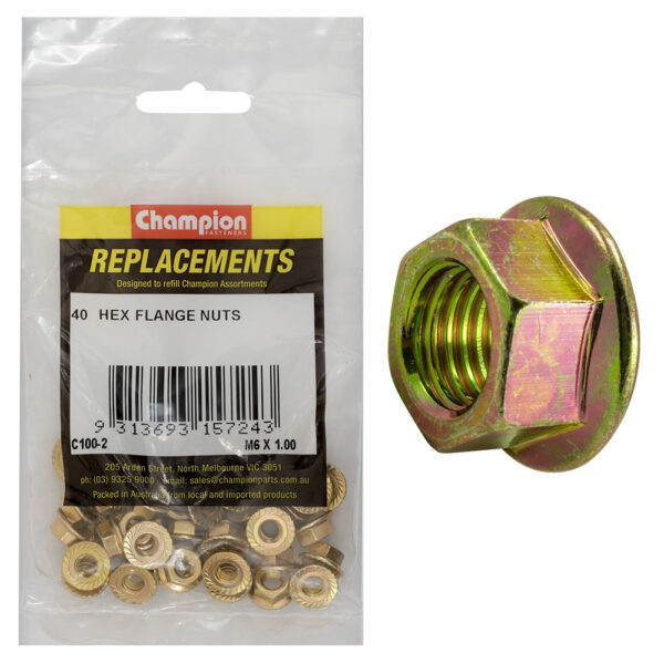 Champion C100-2 Hex Flange Nut M6 x 1.00mm - 40/Pack