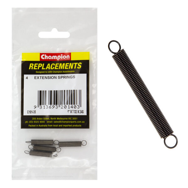 Champion C101-35 Extension Spring 25 x 6 x 0.6mm - 4/Pack