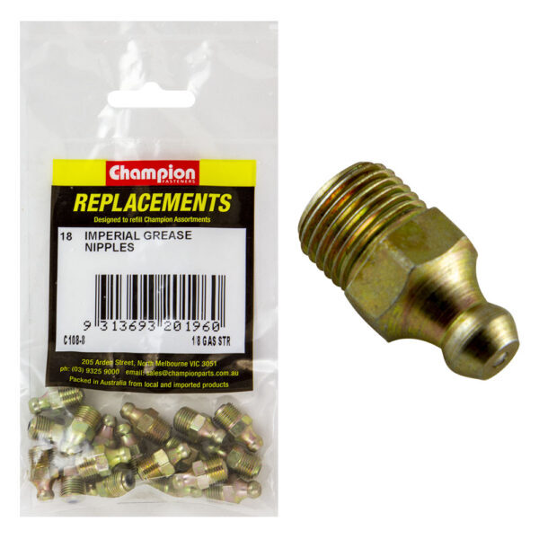 Champion C108-8 Grease Nipple Refill 1/8" BSP Straight - 18/Pack