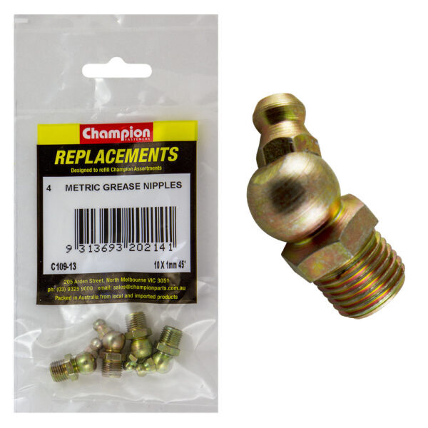 Champion C109-13 Grease Nipple Refill 10 x 1mm 45° - 4/Pack