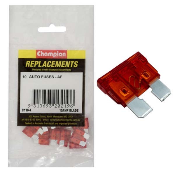 Champion C110-4 Blade Fuse AF 10 Amp Red - 10/Pack