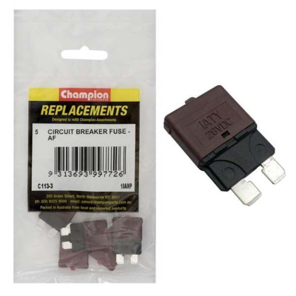 Champion C113-3 Circuit Breaker Blade Fuse AF 10 Amp - 5/Pack