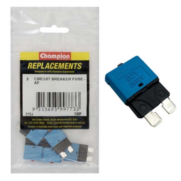 Champion C113-4 Circuit Breaker Blade Fuse AF 15 Amp - 5/Pack