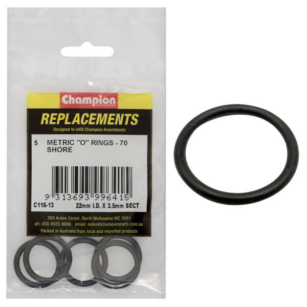 Champion C116-13 O-Ring Refill Metric 22 x 3.5mm - 5/Pack