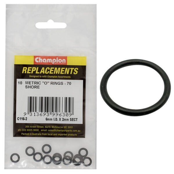 Champion C116-2 O-Ring Refill Metric 6 x 2mm - 10/Pack