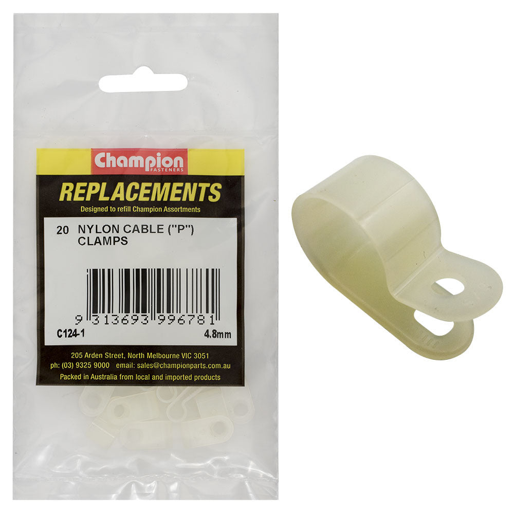 Champion C124-1 Nylon Cable Clamp 4.8mm -  20/Pack