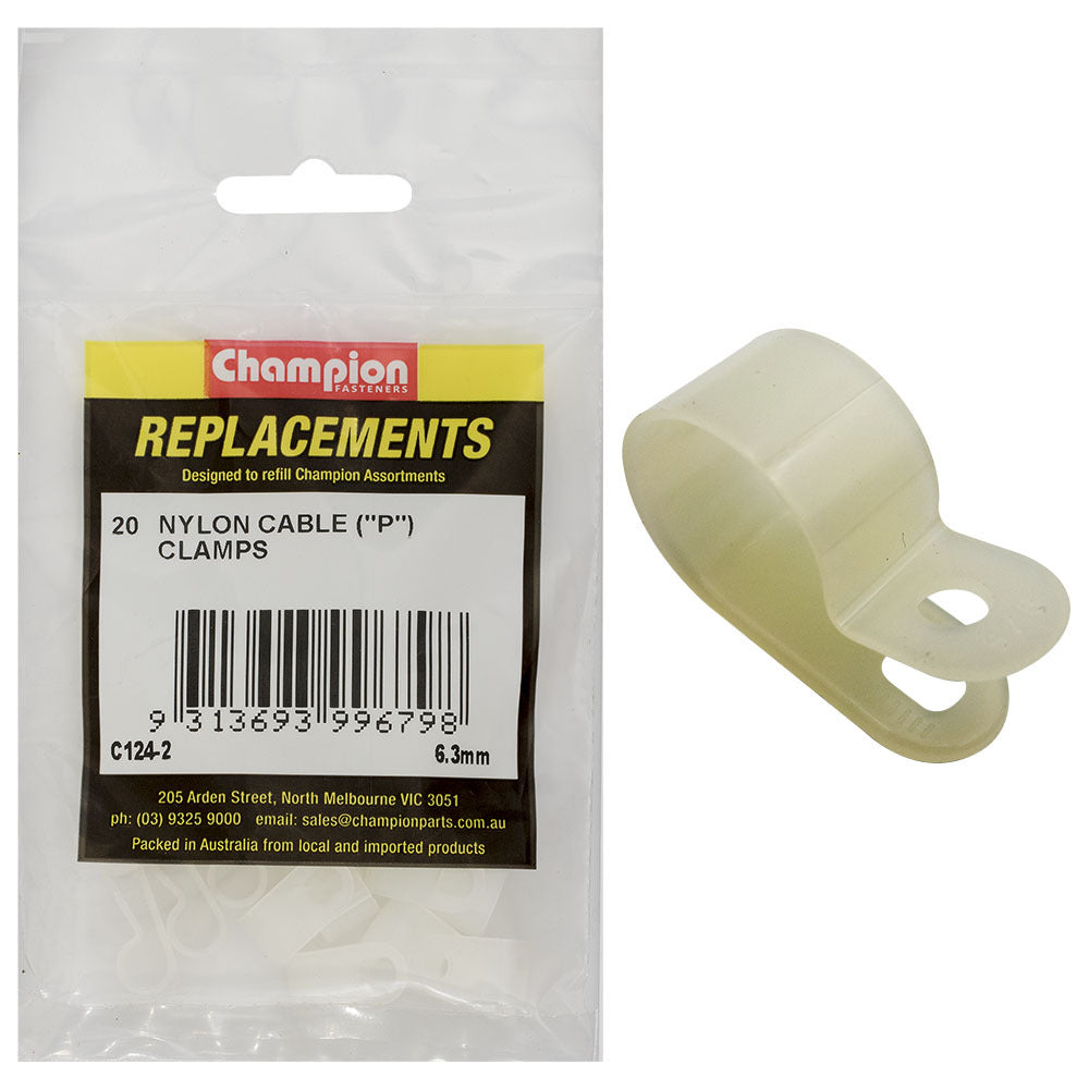Champion C124-2 Nylon Cable Clamp 6.3mm -  20/Pack