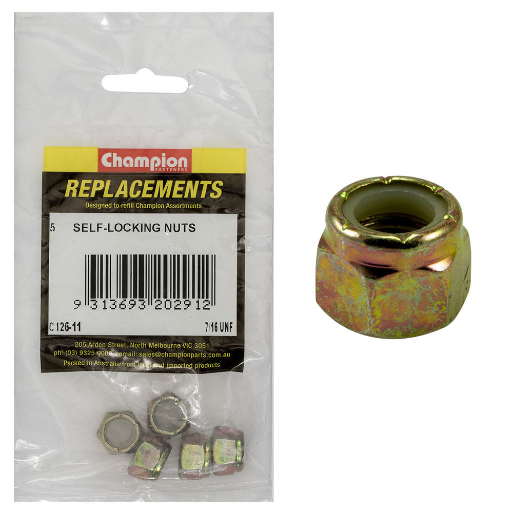 Champion C126-11 7/16" UNF Nylon Insert Lock Nut -  5/Pack