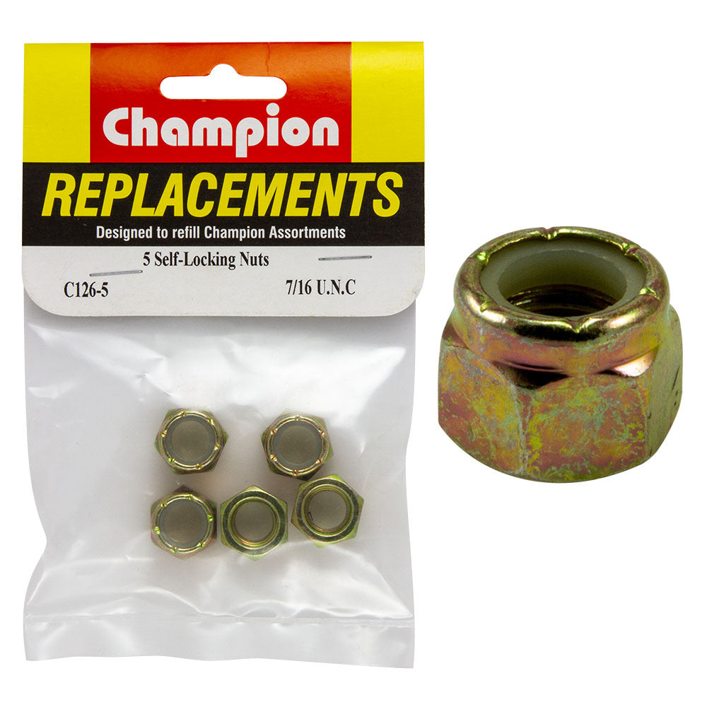 Champion C126-5 7/16" UNC Nylon Insert Lock Nut -  5/Pack
