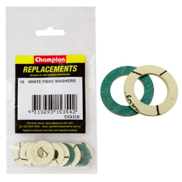 Champion C140-1 White Fibre Washer 12 x 24 x 2mm - 10/Pack