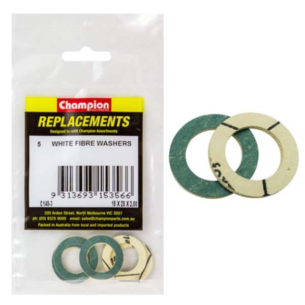 Champion C140-3 White Fibre Washer 18 x 28 x 2mm - 5/Pack