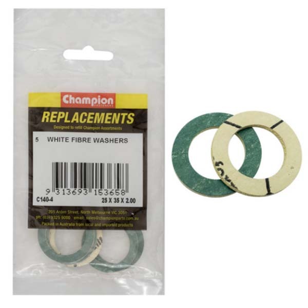 Champion C140-4 White Fibre Washer 25 x 35 x 2mm - 5/Pack
