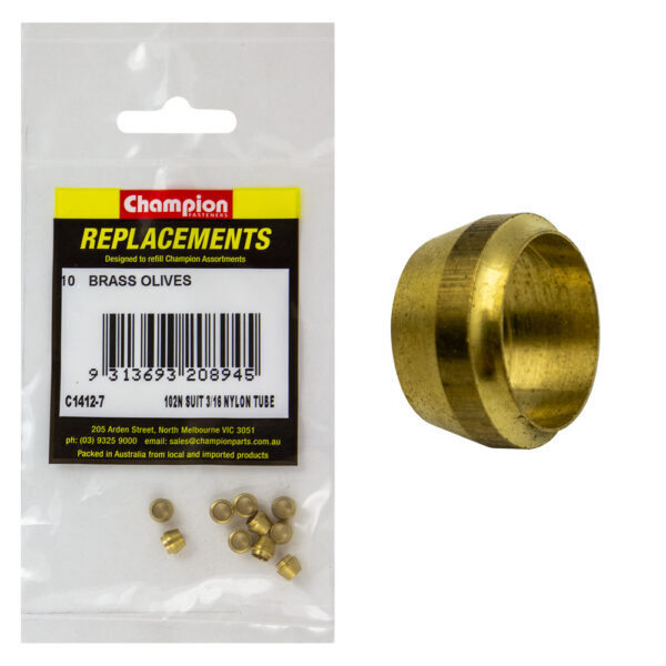 Champion C1412-7 Brass Olive 102N Suit 3/16" Nylon Tube - 10/Pack