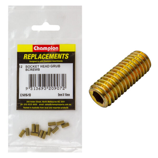 Champion C1416-10 Metric Grub Screw 5 x 10mm - 12/Pack