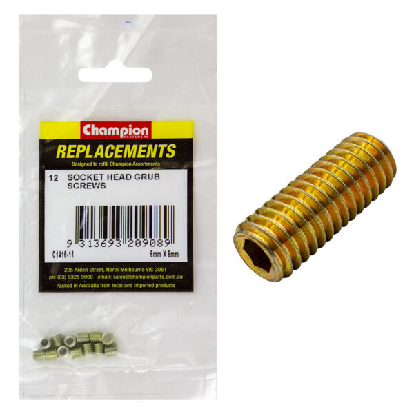 Champion C1416-11 Metric Grub Screw 6 x 6mm - 12/Pack