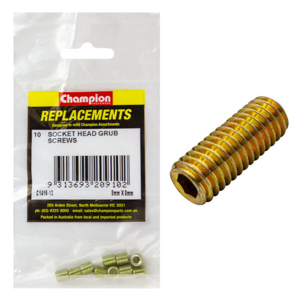 Champion C1416-13 Metric Grub Screw 8 x 8mm - 10/Pack