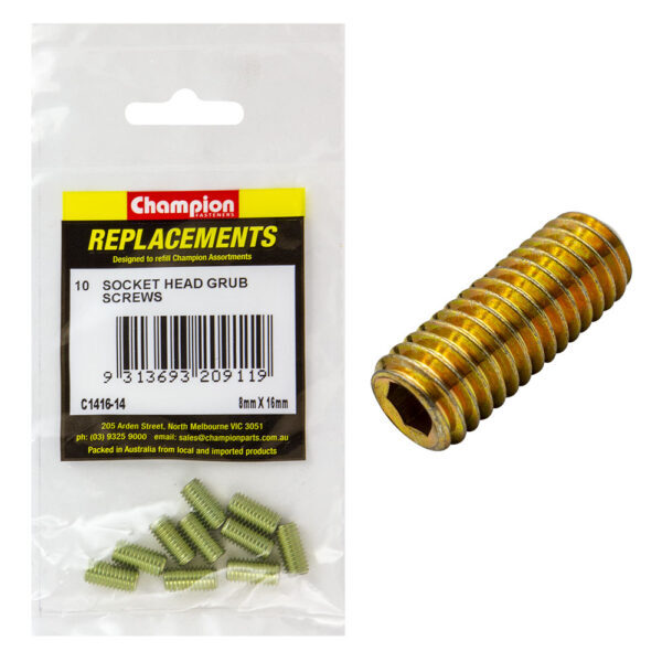 Champion C1416-14 Metric Grub Screw 8 x 16mm - 10/Pack
