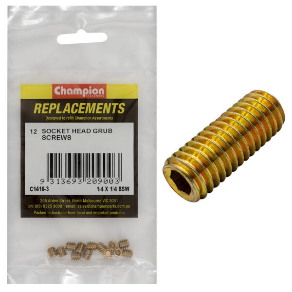 Champion C1416-3 BSW Grub Screw 1/4 x 1/4" - 12/Pack