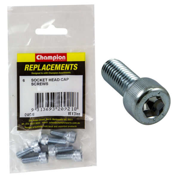 Champion C1417-10 Socket Head Cap Screw 8 x 20mm -  6/Pack