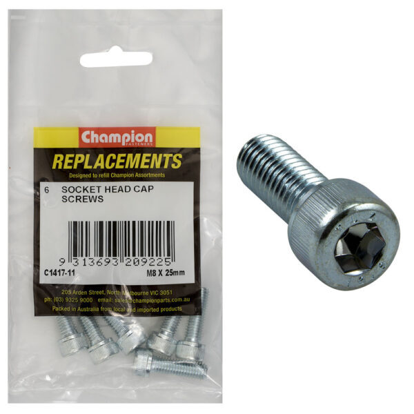 Champion C1417-11 Socket Head Cap Screw 8 x 25mm -  6/Pack