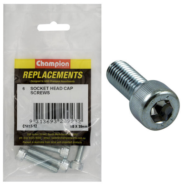 Champion C1417-12 Socket Head Cap Screw 8 x 35mm -  6/Pack