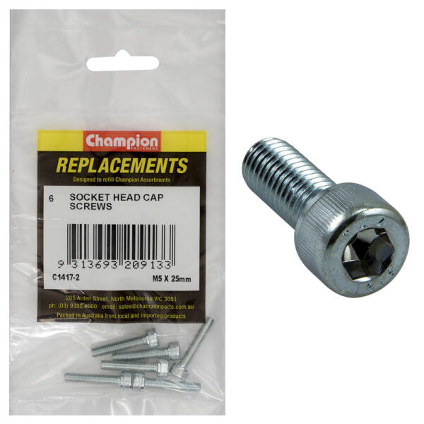 Champion C1417-2 Socket Head Cap Screw 5 x 25mm -  6/Pack
