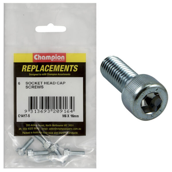 Champion C1417-5 Socket Head Cap Screw 6 x 16mm -  6/Pack